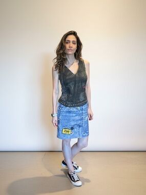 Christian Dior Denim printed Patchwork mini dress small